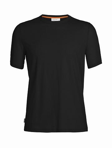 Icebreaker Tencel Bomull Korta Sleeve T-shirt Herr Svarta | SE 1750ILHS
